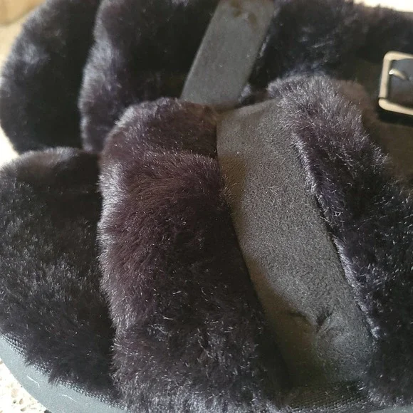 Koolaburra by UGG Fuzz'd Out Womens Slingback Sandals Black NWOT✨️sz 8 - Picture 4 of 13